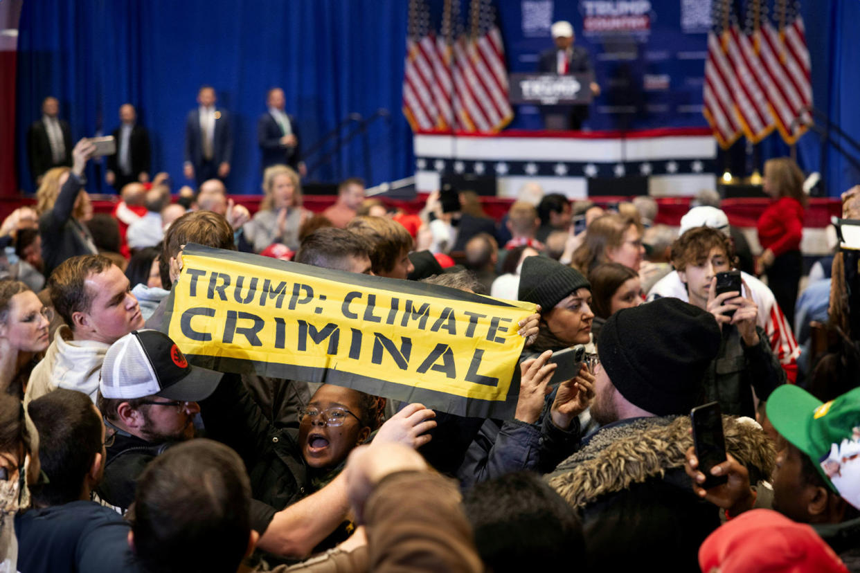 Climate protesters interrupts Donald Trump rally CHRISTIAN MONTERROSA/AFP via Getty Images