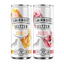 <p>Made from a mix of Smirnoff No.21 Premium Vodka, sparkling water and natural fruit flavours, these seltzers come in Orange & Grapefruit and Raspberry & Rhubarb and are 72 calories each. Yum!</p>