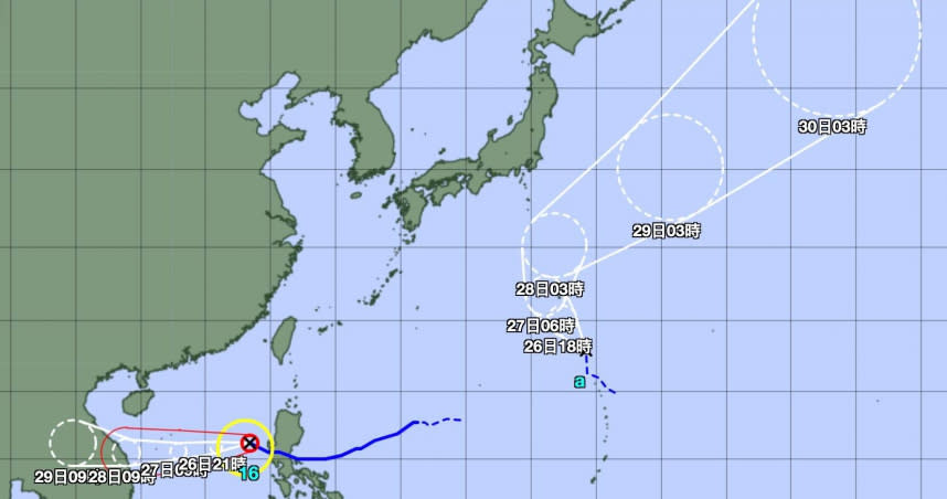 目前海面上有兩個颱風正在發展中。（圖／翻攝自日本氣象廳官網）