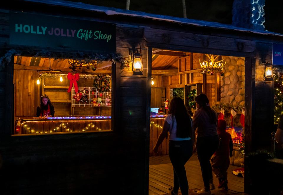 The Holly Jolly Gift Shop is seen during the Magic of Lights holiday display at the Empire Polo Club in Indio, Calif., Thursday, Nov. 16, 2023.