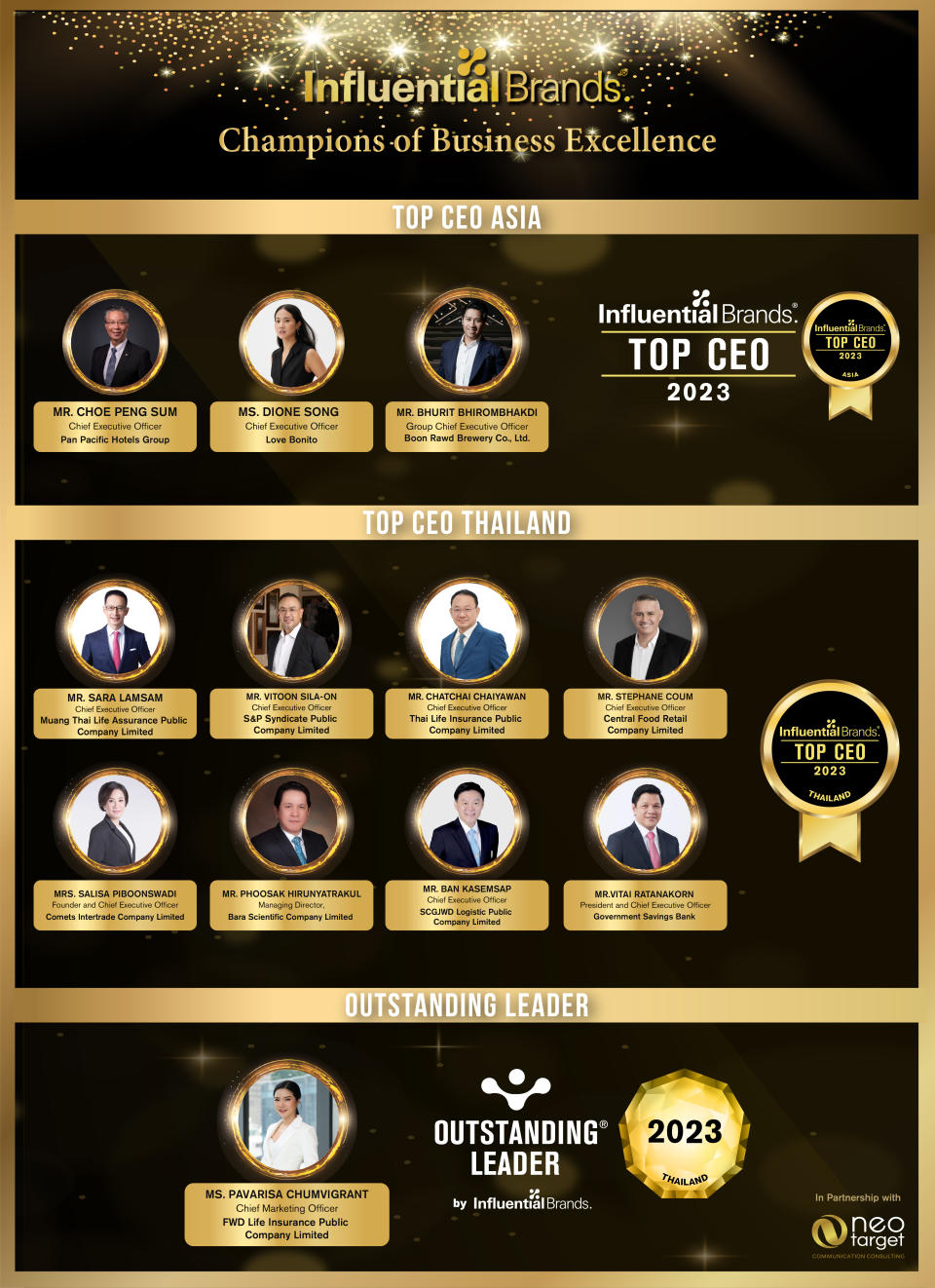 Top CEO Winners from Asia, Thailand and Outstanding Leaders from Thailand