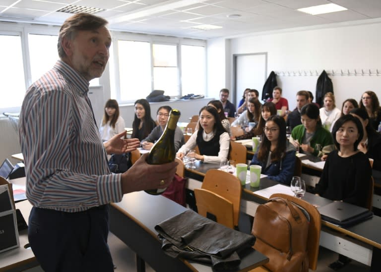 British-Australian teacher Steve Charters teaches a course on wine marketing at the Dijon School of Wine