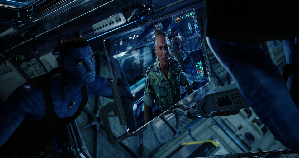 En esta imagen proporcionada por 20th Century Studios, Stephen Lang como Quaritch en una escena de "Avatar: The Way of Water". (20th Century Studios vía AP)