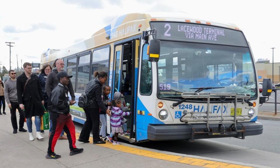 Passengers board buses from Halifax's Mumford Terminal to Lacewood Terminal.  (George Sady/CBC - image credit)