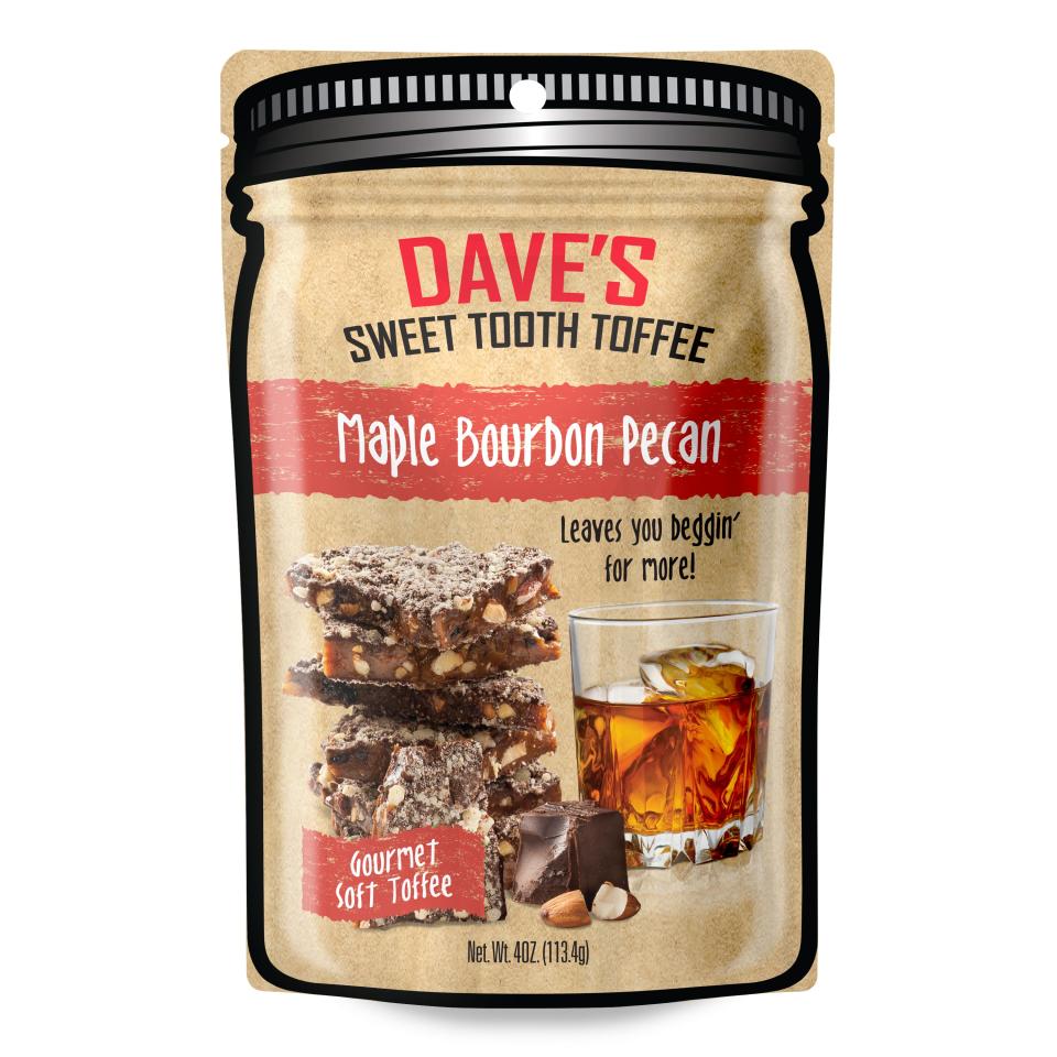 Maple Bourbon Pecan is a new flavor of toffee from Dave's Sweet Tooth Toffee