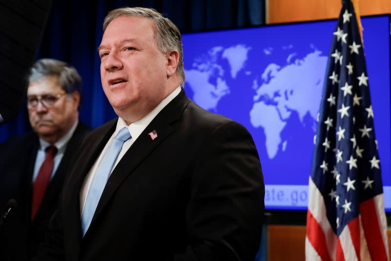 U.S. Attorney General William Barr and Secretary of State Pompeo hold a joint briefing about the International Criminal Court in Washington