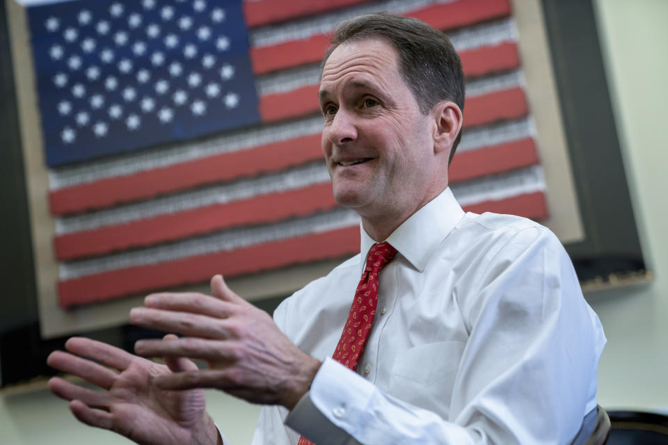 Rep. Jim Himes, D-Conn., speaks with The Associated Press about his new role on the House Intelligence Committee, in his office on Capitol Hill in Washington, Wednesday, Feb. 1, 2023. Himes has been elevated to ranking member after the new Republican leadership removed Rep. Adam Schiff, D-Calif., from the panel. (AP Photo/J. Scott Applewhite)