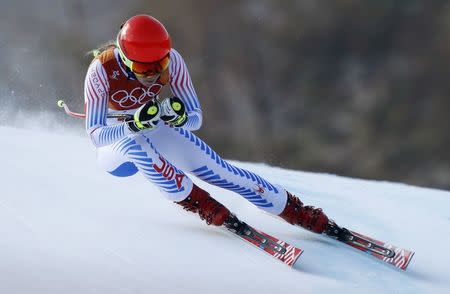 Alpine Skiing - Pyeongchang 2018 Winter Olympics - Women's Alpine Combined - Jeongseon Alpine Centre - Pyeongchang, South Korea - February 22, 2018 - Mikaela Shiffrin of the U.S. competes in the Women's Downhill part of the Women's Alpine Combined. REUTERS/Mike Segar