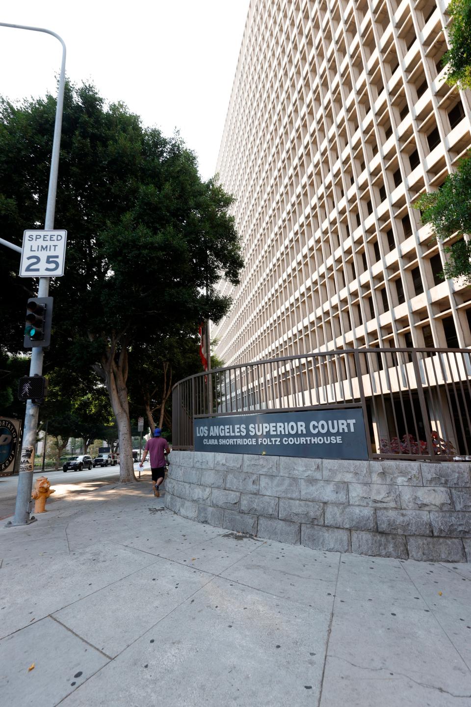 A general view of Clara Shortridge Foltz Criminal Justice Center during the arraignment of former film producer Harvey Weinstein on sex-related charges on 20 September 2021 in Los Angeles, California (Frazer Harrison/Getty Images)