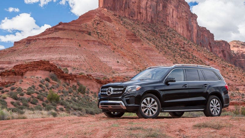 A photo of a black Mercedes-Benz GLS SUV. 