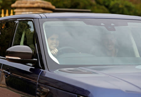 Britain's Princess Eugenie and Jack Brooksbank leave Windsor Castle a day ahead of their wedding in Windsor, Britain, October 11, 2018. REUTERS/Peter Nicholls