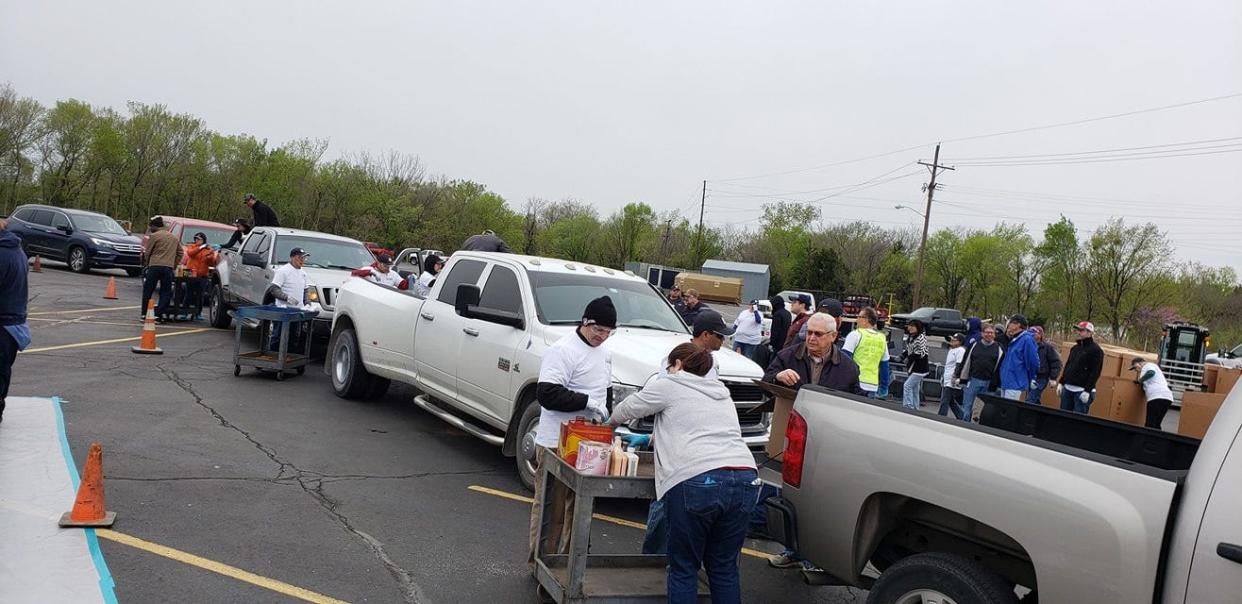 Volunteers collect hazardous waste materials at the Bartlesville area Operation Clean House in 2019.