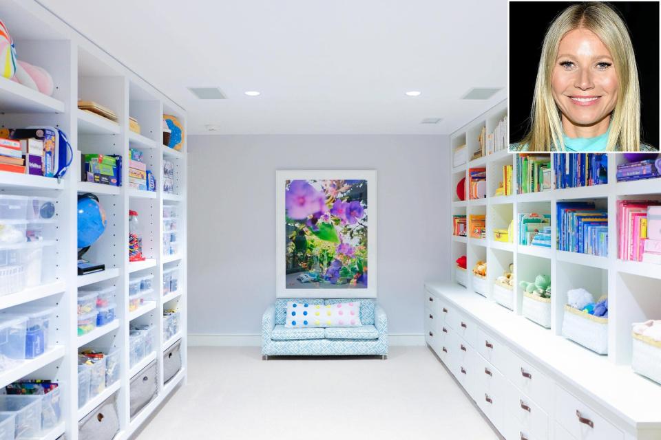 <strong>Make It Easier for Kids to Clean Up</strong> Encourage good habits by organizing kids' spaces in a way that’s easy to understand and keep up with. “Arranging books in rainbow order serves as a simple instruction for putting things back where you found them. Plus it makes a room look fabulous and polished,” says <a href="https://www.instagram.com/cleashearer/" rel="nofollow noopener" target="_blank" data-ylk="slk:Clea Shearer" class="link ">Clea Shearer</a>, who designed Gwyneth Paltrow’s kid cave — which is outfitted with closed storage cabinets for those days when the system breaks down.