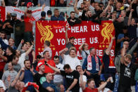 <p>Soccer Football – Champions League Semi Final Second Leg – AS Roma v Liverpool – Stadio Olimpico, Rome, Italy – May 2, 2018 Liverpool fans Action Images via Reuters/John Sibley </p>