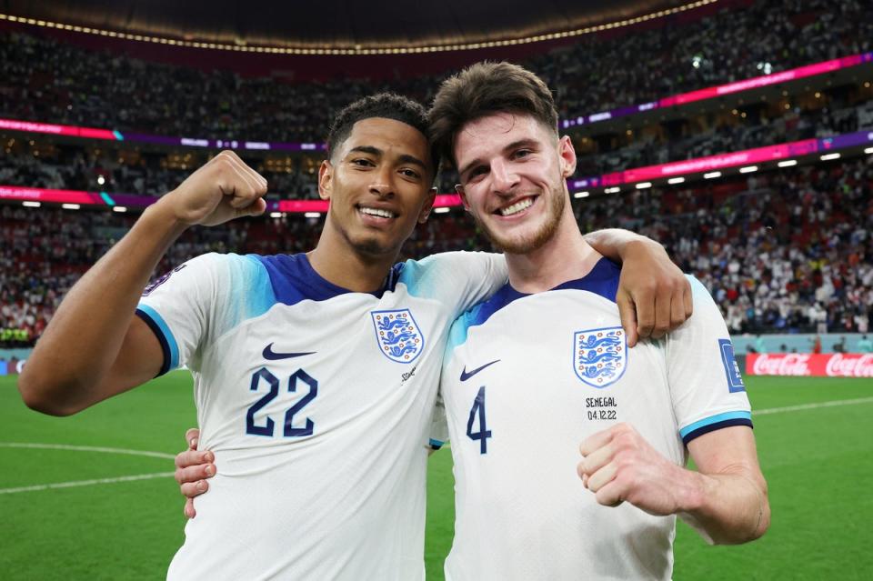 Jude Bellingham (left) and Declan Rice (right) have been tipped to shine (The FA via Getty Images)