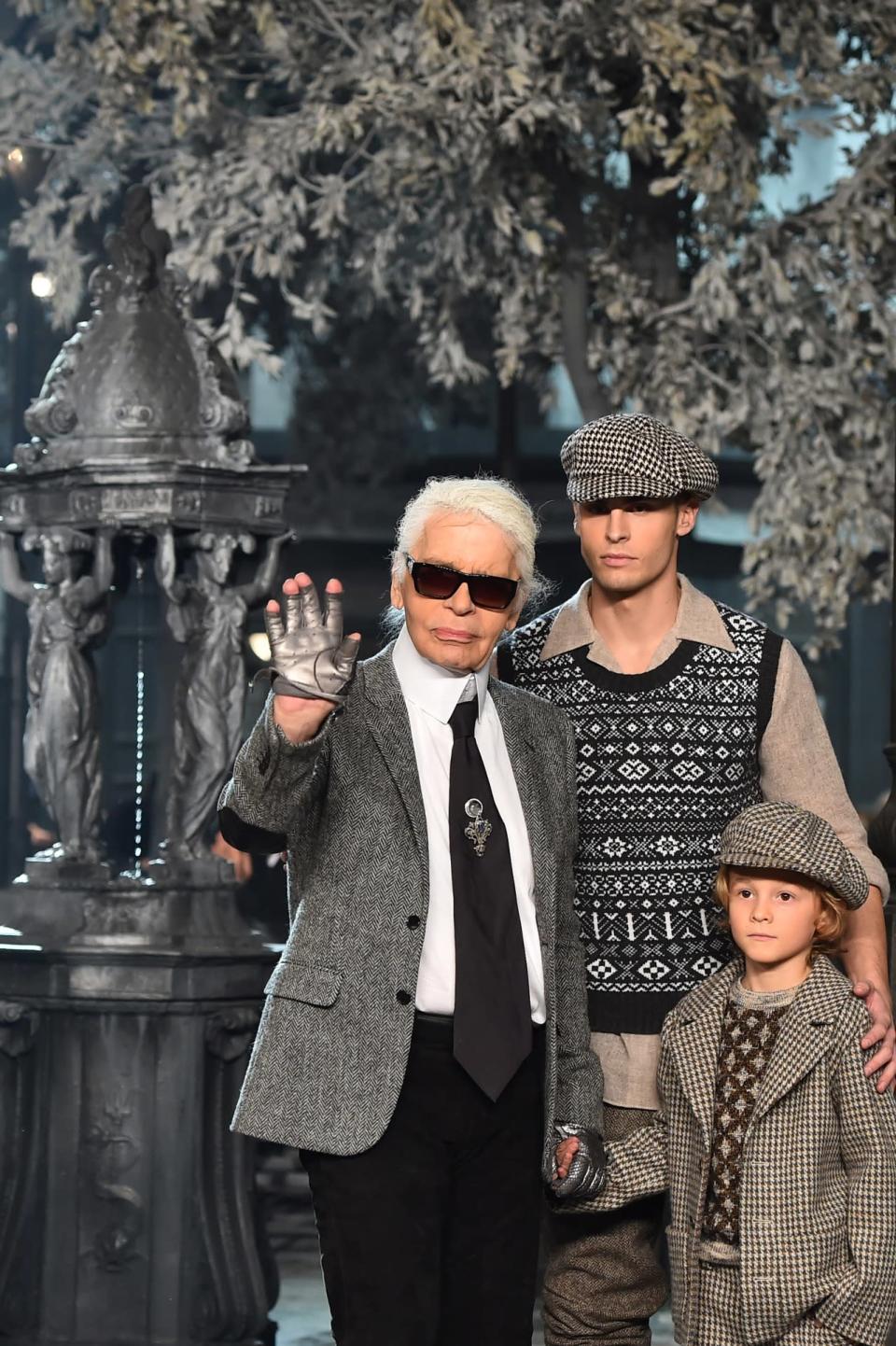 Karl Lagerfeld takes his bow at Chanel’s Métiers d'Art show in Rome.