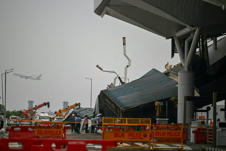 One person was killed when part of the roof at Terminal 1 of New Delhi's international airport collapsed after heavy rains (Arun SANKAR)