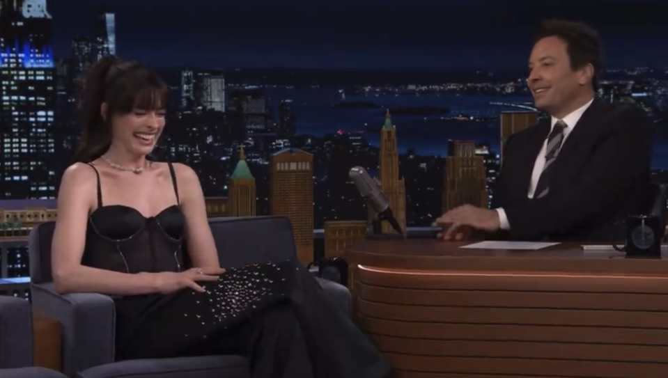 Anne Hathaway and Jimmy Fallon on the tonight show