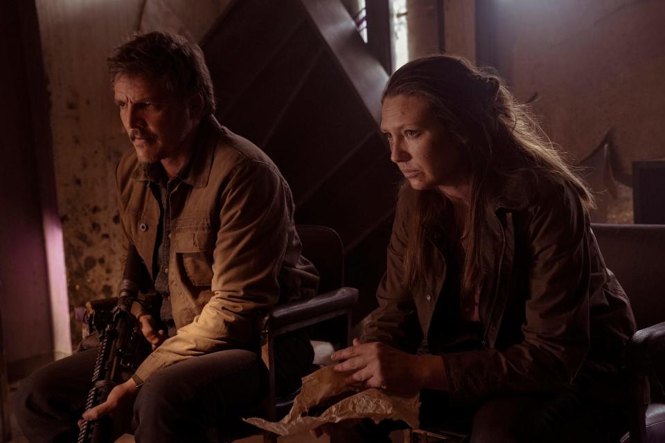 Pedro Pascal as Joel and Anna Torv as Tess in "The Last of Us."