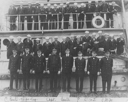 Ship's Company beside and on the USS Conestoga, at San Diego, California, circa early 1921, in this handout photo provided by the U.S. Naval History and Heritage Command. REUTERS/U.S. Naval History and Heritage Command Photograph NH 71503/Handout via Reuters