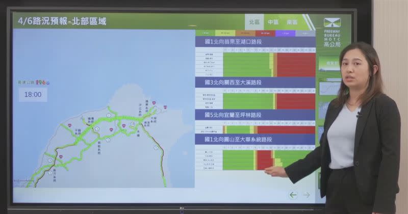 高公局說明北區4／6路況預報。（圖／翻攝自高速小飛力）