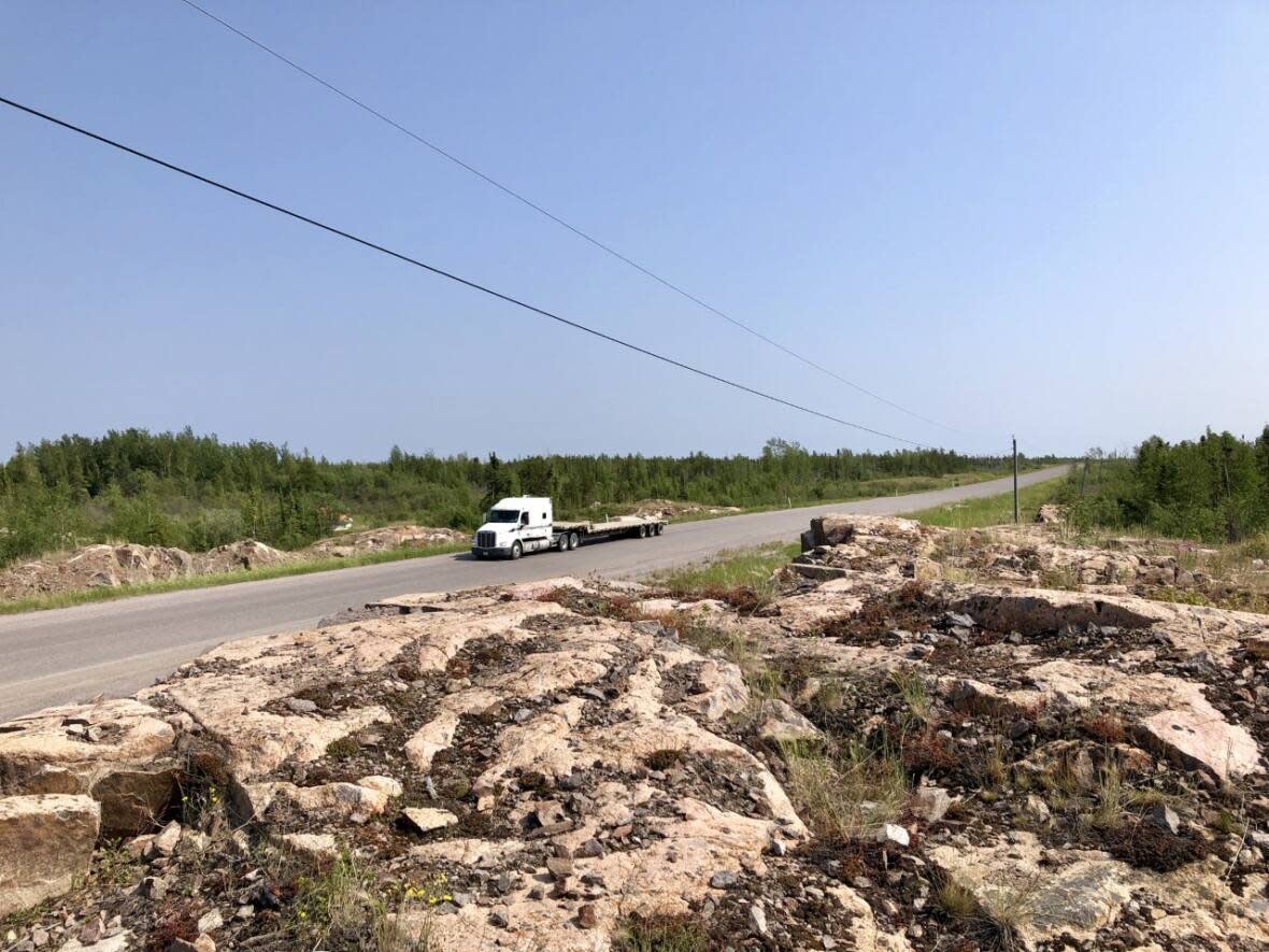 The fibre optic cable that runs from Fort Providence, N.W.T., to Yellowknife. Only 18 per cent of people in small N.W.T. communities have access to high-speed internet. (Kate Kyle/CBC - image credit)