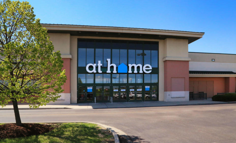 The storefront of an At Home Group supercenter.