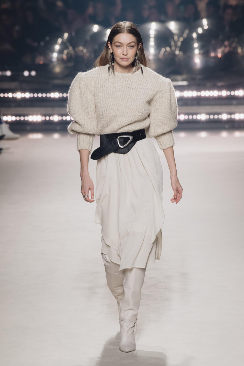 Gigi Hadid walks the runway at the Isabel Marant fall/winter 2020/2021 show during Paris Fashion Week on Feb. 27.