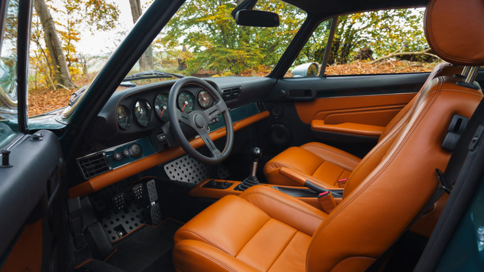 The interior of Project BEL001, the latest Porsche 911 restomod from Theon Design.