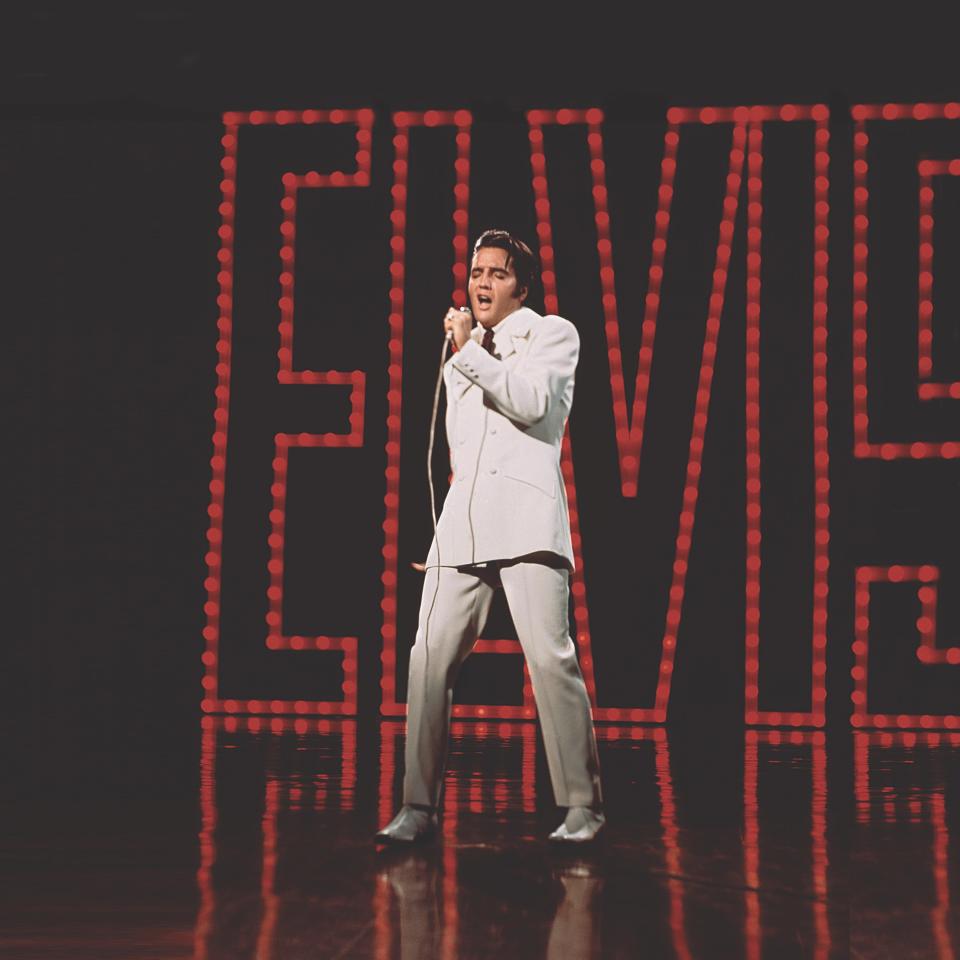 Elvis Presley performs in his famous "68 Comeback Special."