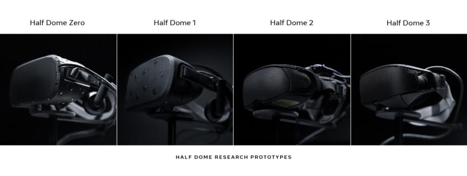 ▲「Half Dome」的原型設計的原型設計演變，透過配戴者視線方向與視線注視位置調整虛擬實境影像運算模式