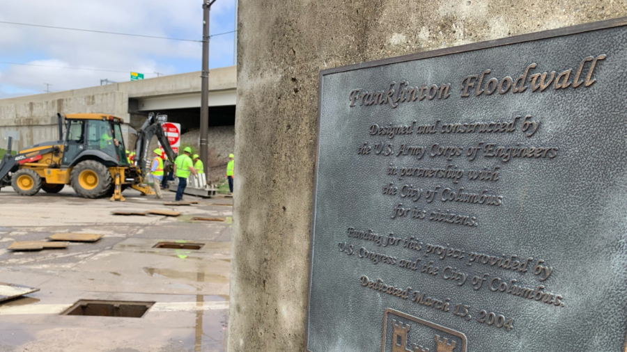 Franklinton floodwall in Columbus, Ohio, on April 2, 2024 (NBC4 Photo/Greg O'Leary)