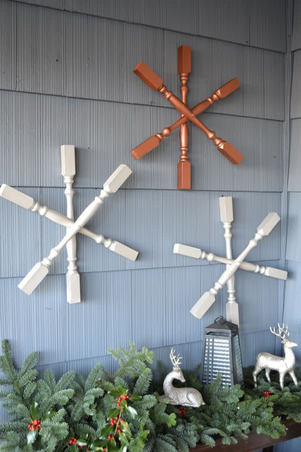 DIY Stair Spindle Snowflakes