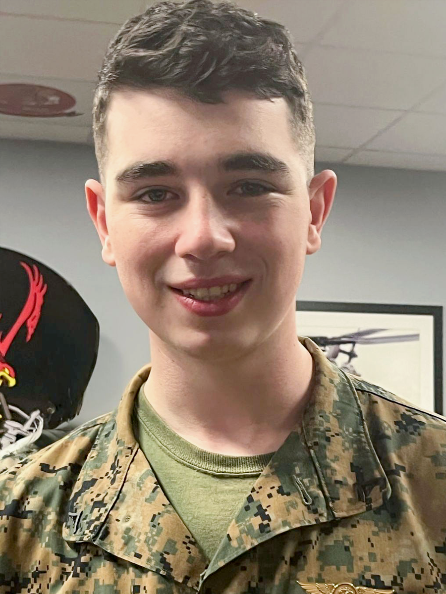 Lance Cpl. Donovan Davis, 21, of Olathe, Kansas, a CH-53E helicopter crew chief. Donovan Davis enlisted in the Marine Corps on Sept. 3, 2019, and was promoted to the rank of Lance Corporal on Jan. 1, 2024. His decorations include the Global War on Terrorism Service Medal, National Defense Service Medal, and a Sea Service Deployment Ribbon.