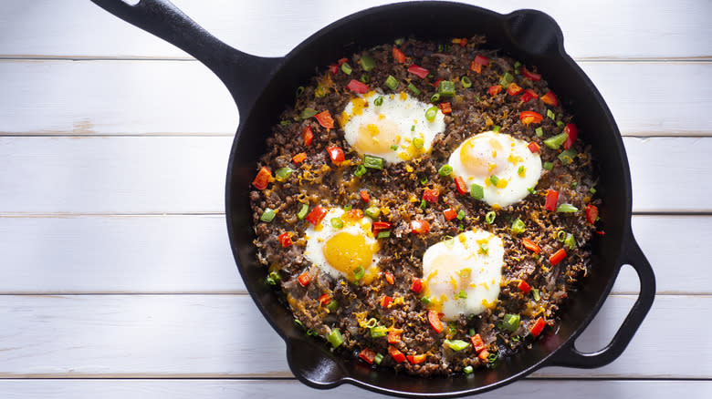 breakfast skillet with eggs