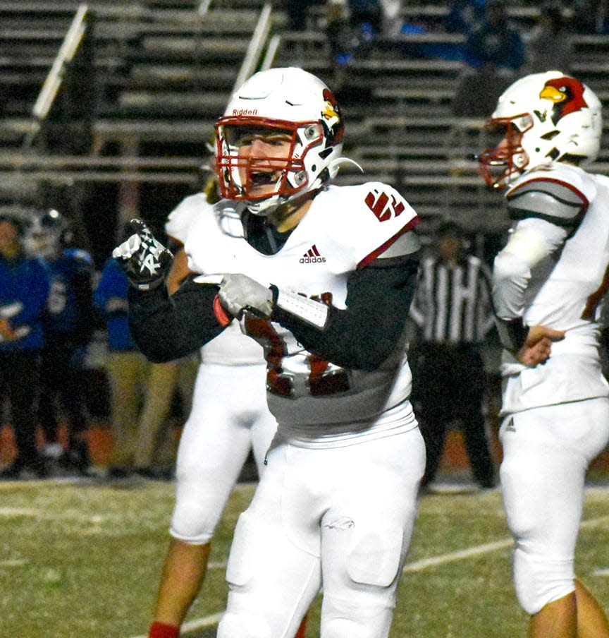 Coldwater linebacker/running back Jack Ruden, shown here during the 2022 season, returns to lead the Cardinal defense in 2023