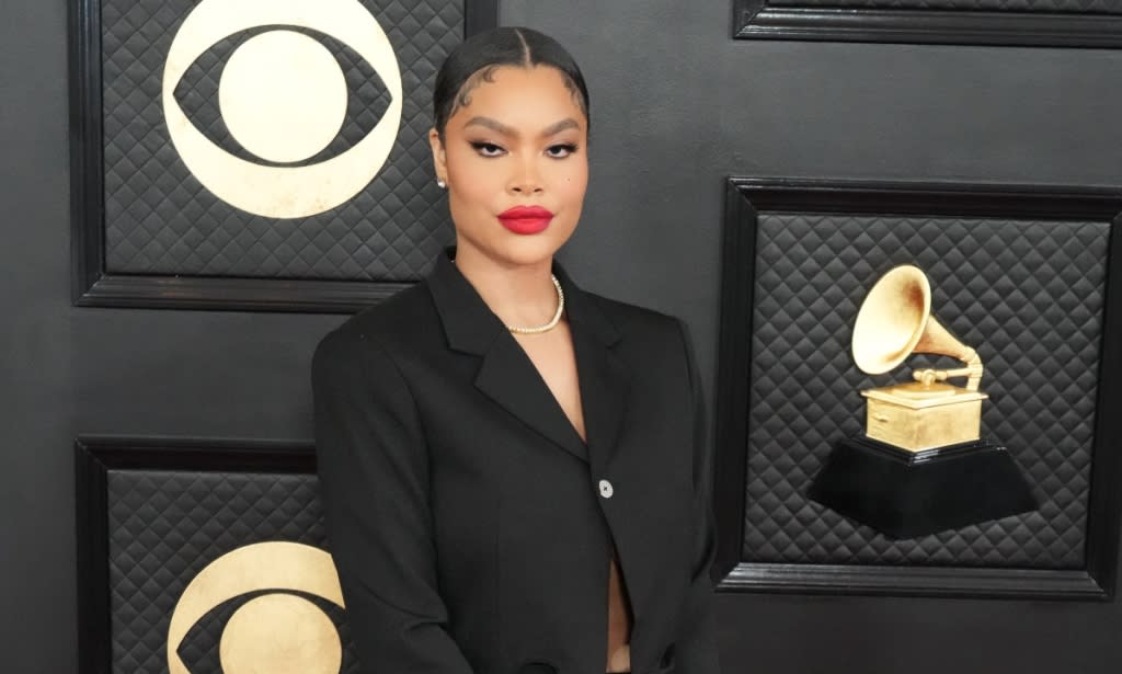 LOS ANGELES, CALIFORNIA - FEBRUARY 05: (FOR EDITORIAL USE ONLY) Mehgan James attends the 65th GRAMMY Awards on February 05, 2023 in Los Angeles, California. (Photo by Jeff Kravitz/FilmMagic)