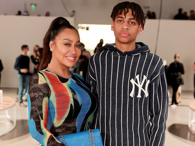 <p>Michael Loccisano/Getty</p> La La Anthony and son Kiyan