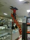 Zellers staff removing wet, damaged tiles from the celing. June, 3rd, 2012.