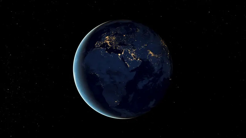 Gif animation showing Earth spinning, there is a little graphic in the top right corner that reads "space mysteries".