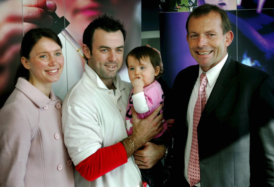 Daniel and Rebecca Harford with their 1 year-old daughter, Abbey, who was screen