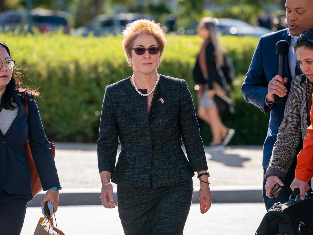 Former US ambassador to Ukraine Marie Yovanovitch arrives on Capitol Hill to testify in the impeachment inquiry: APAP Photo/J Scott Applewhite