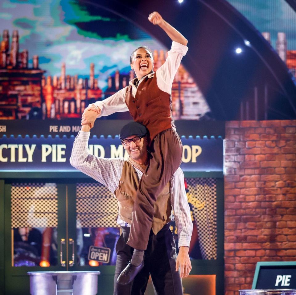 Tony Adams and Katya Jones escaped elimination - and will be dancing to The Full Monty in Movie Week - Guy Levy/BBC