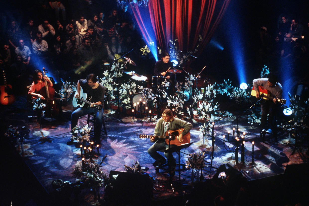 Nirvana during the taping of MTV Unplugged.