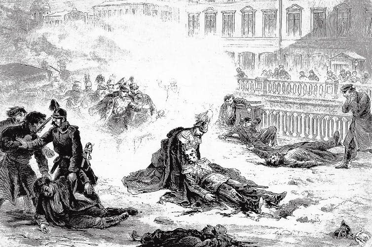 <span class="caption">The assassination of Alexander II of Russia, 1881.</span>