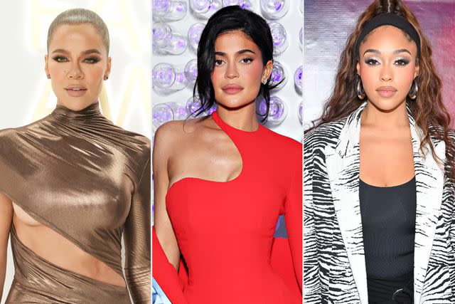 <p>Getty</p> Khloé Kardashian, Kylie Jenner and Jordyn Woods.