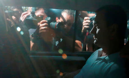 Brazil's billionaire businessman Joesley Batista leaves the Federal Police headquarters after losing immunity from prosecution amid a corruption scandal, in Sao Paulo, Brazil, September 11, 2017. REUTERS/Leonardo Benassatto