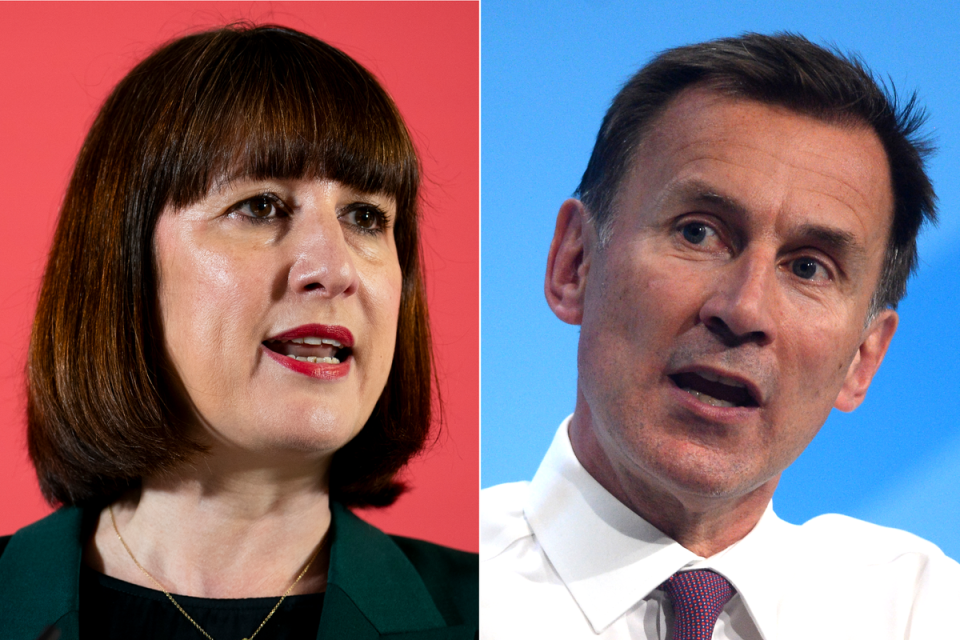 Rachel Reeves and Jeremy Hunt have clashed over Labour’s tax plans (PA)