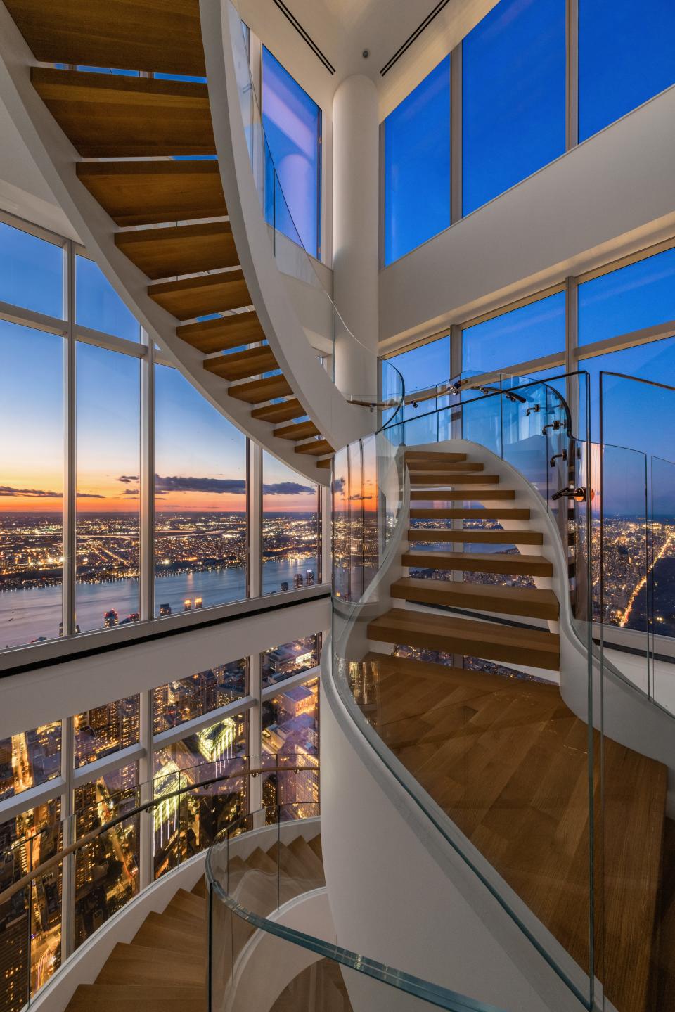 staircases and floor-to-ceiling windows in the $250 million New York City penthouse at Central Park Tower