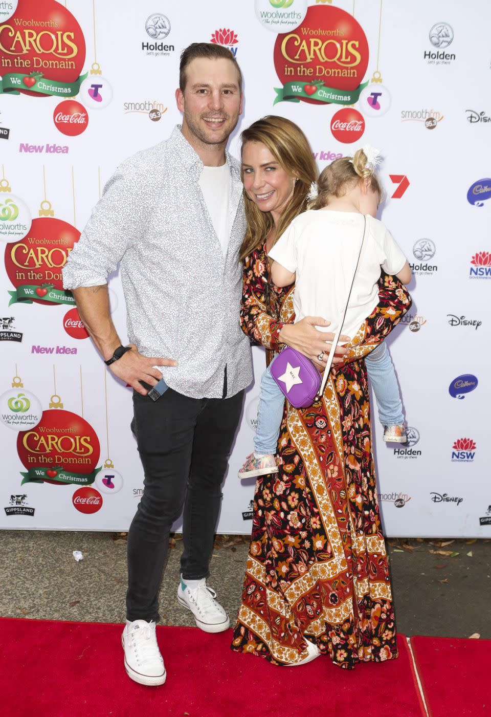 Kate Ritchie attends Carols in the Domain VIP Party with husband Stuart Webb and daughter Mae. Source: Media-Mode